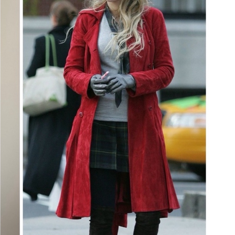 #GossipGirl RARE Diane Von Furstenberg Red Suede Coat